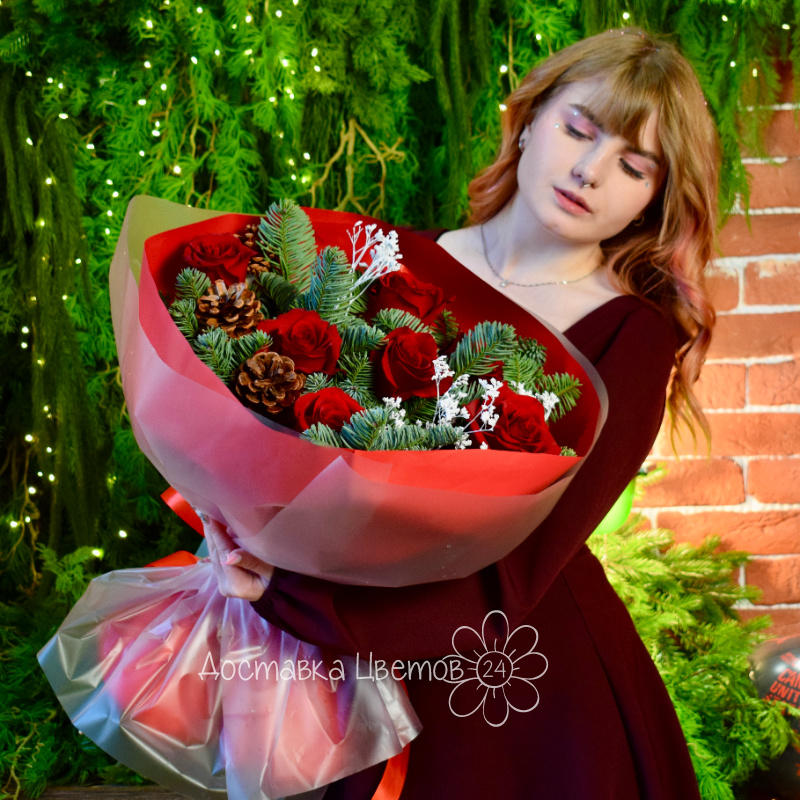 Сборный букет«Красный бархат»